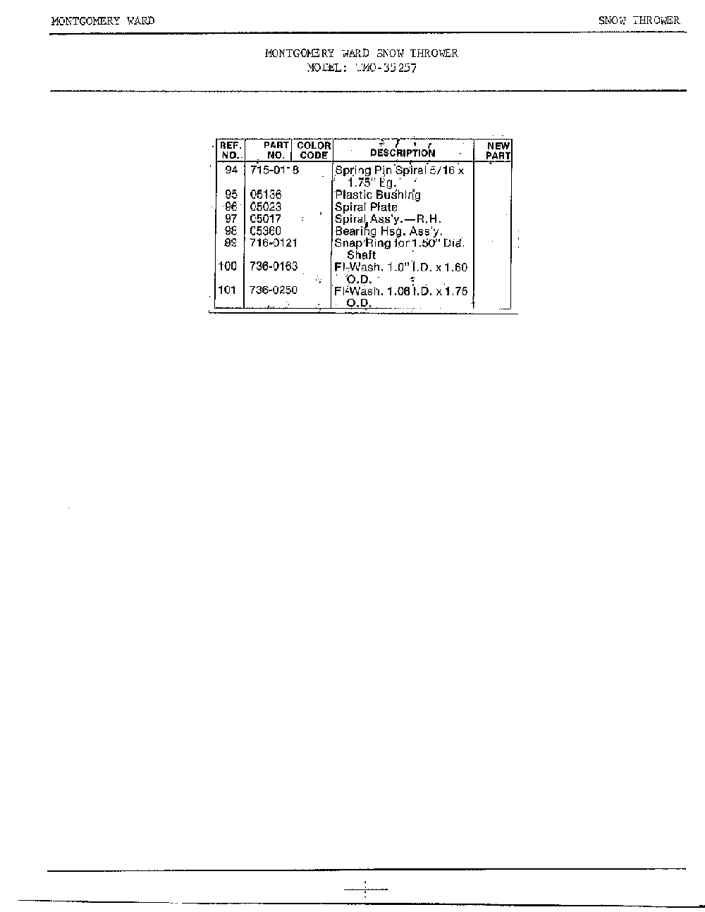 Snow thrower page 7 Diagram and Parts List for 35257  MTD Snow Blower
