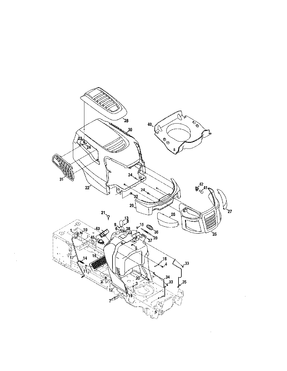 Hood/dash Diagram and Parts List for 13AR91PT099  MTD Lawn Tractor