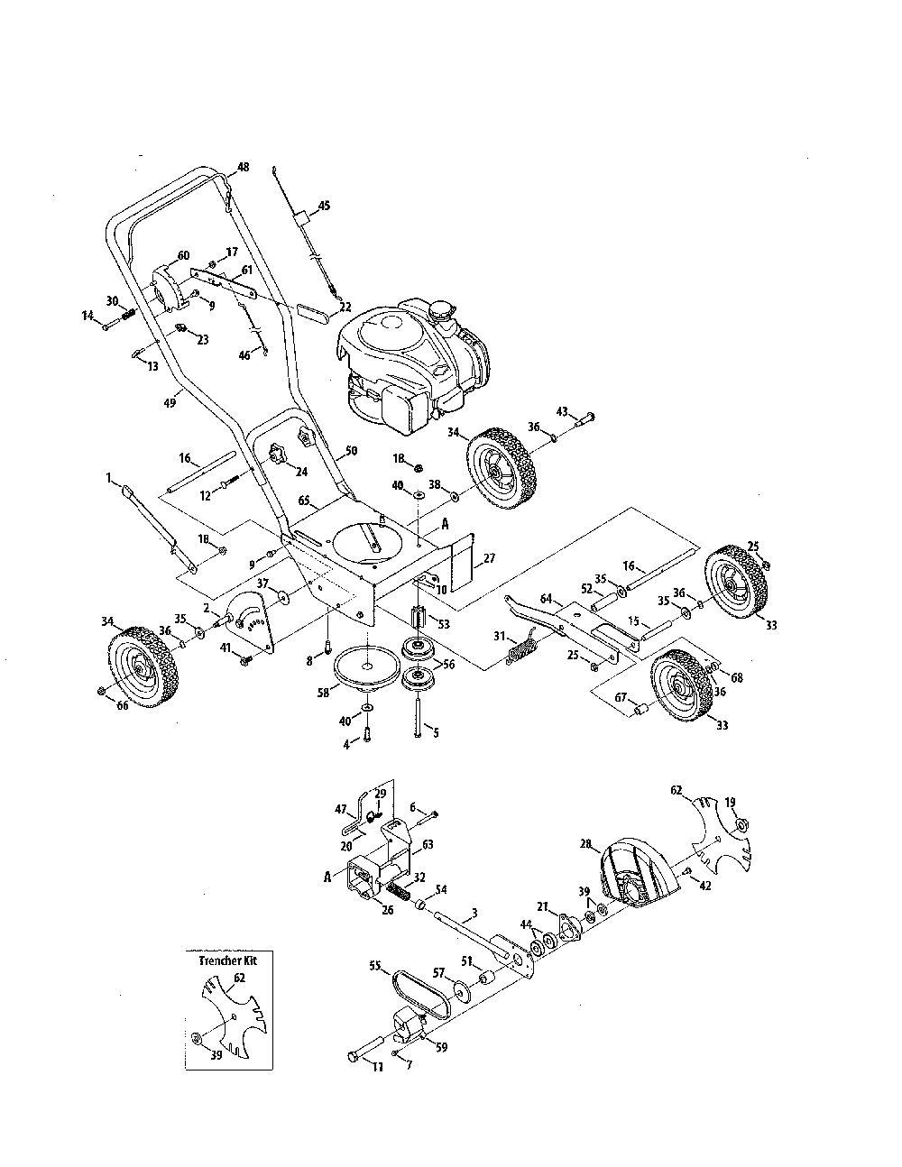 Edger Diagram and Parts List for 25B-55J1799  MTD Edger