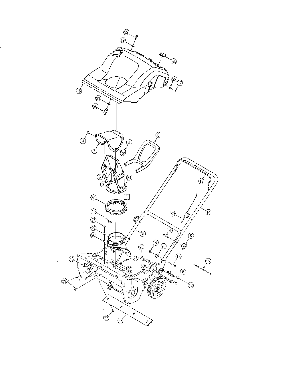 Chute/handle Diagram and Parts List for 13A-240-762  MTD Snow Blower
