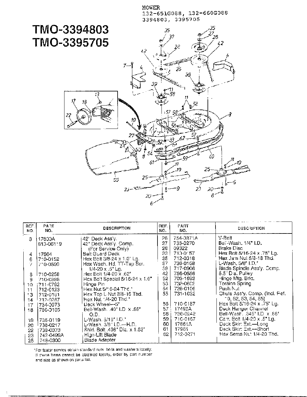 Mower Diagram and Parts List for 3394803  MTD Lawn Tractor