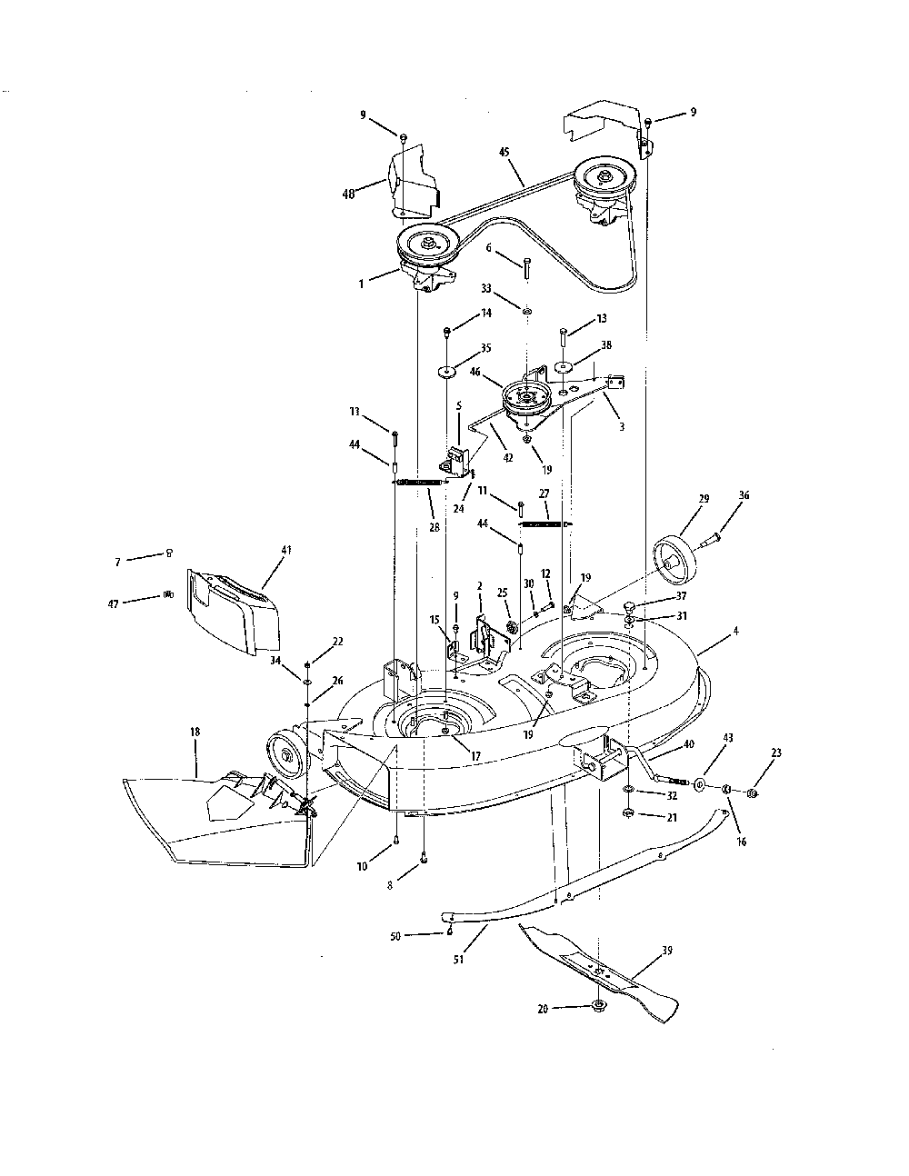 38" deck Diagram and Parts List for 13AJ771G031  MTD Lawn Tractor