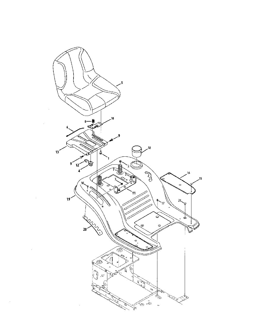 Seat/fender Diagram and Parts List for 13AL78ST099  MTD Lawn Tractor