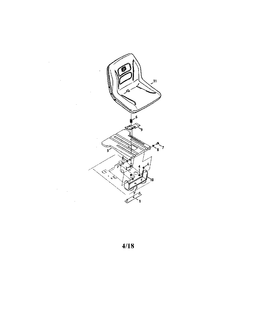 Seat Diagram and Parts List for 13ATA1ZT099  MTD Lawn Tractor
