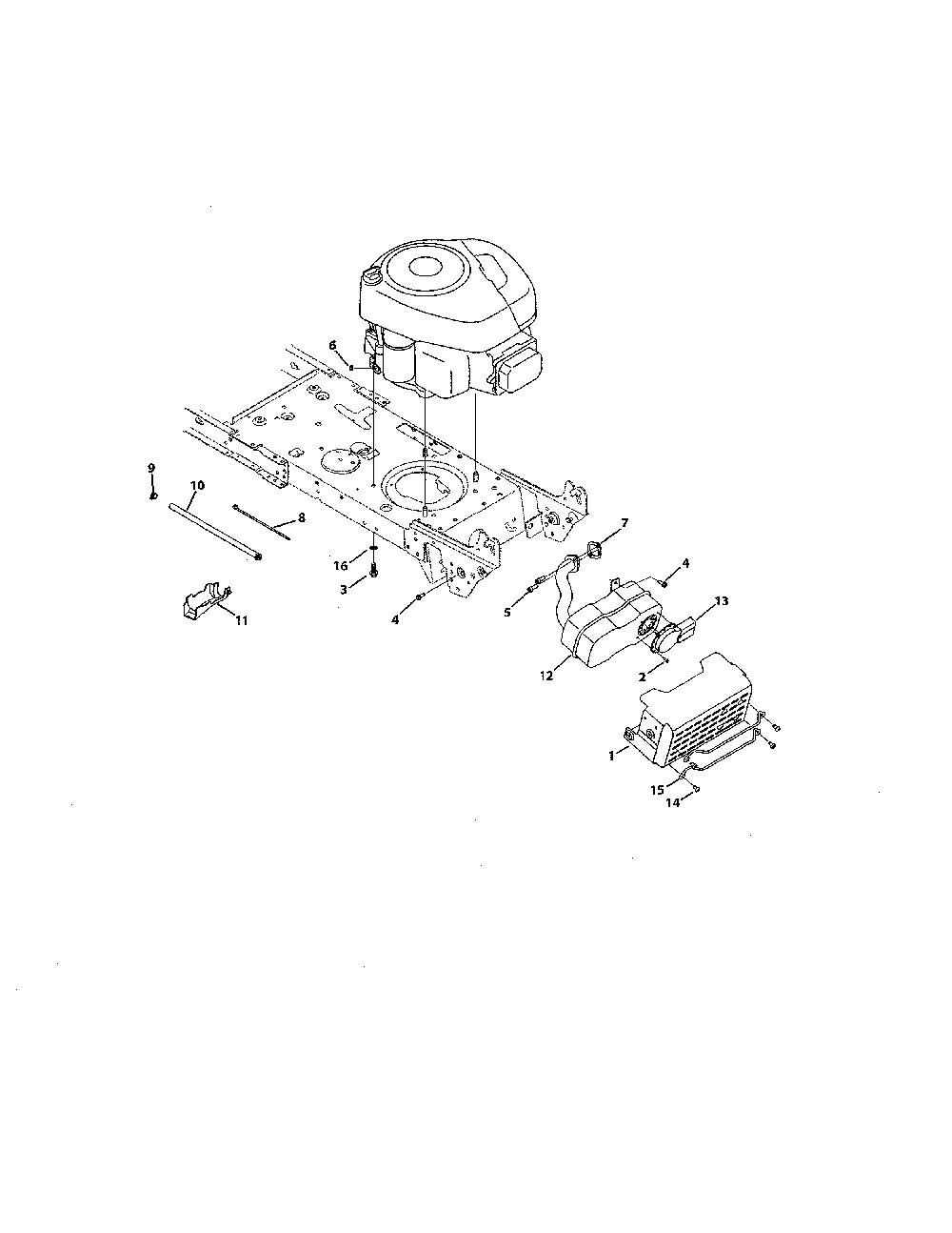 Engine/muffler Diagram and Parts List for 13BL78XT299  MTD Lawn Tractor