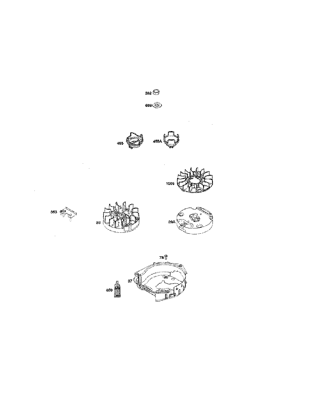 Flywheel Diagram and Parts List for 25B-554J799  MTD Edger