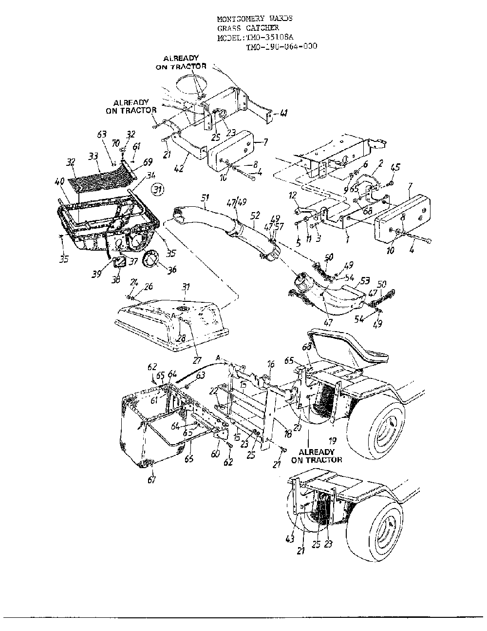 Grass catcher Diagram and Parts List for 35108A  MTD Leaf Blower / Vacuum