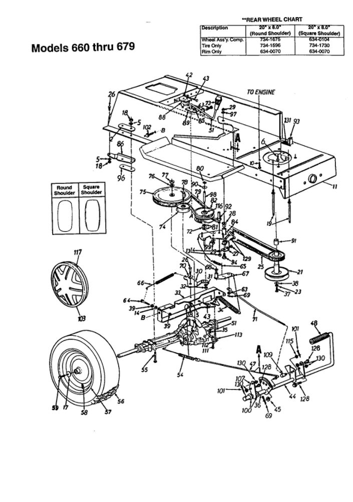 Drive Diagram and Parts List for 665  MTD Lawn Tractor