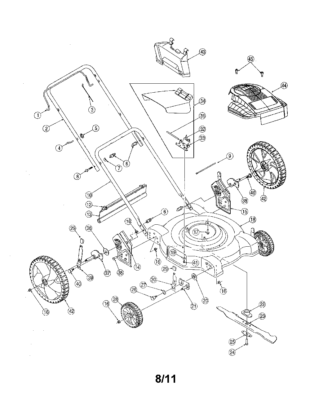 Lawn mower Diagram and Parts List for 11A-508N731  MTD Lawn Mower