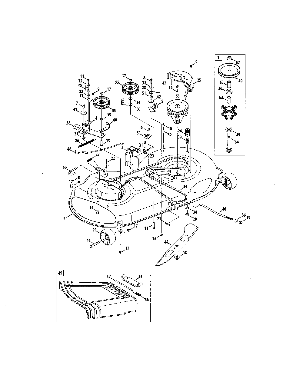 46" deck Diagram and Parts List for 769-05404  MTD Lawn Tractor