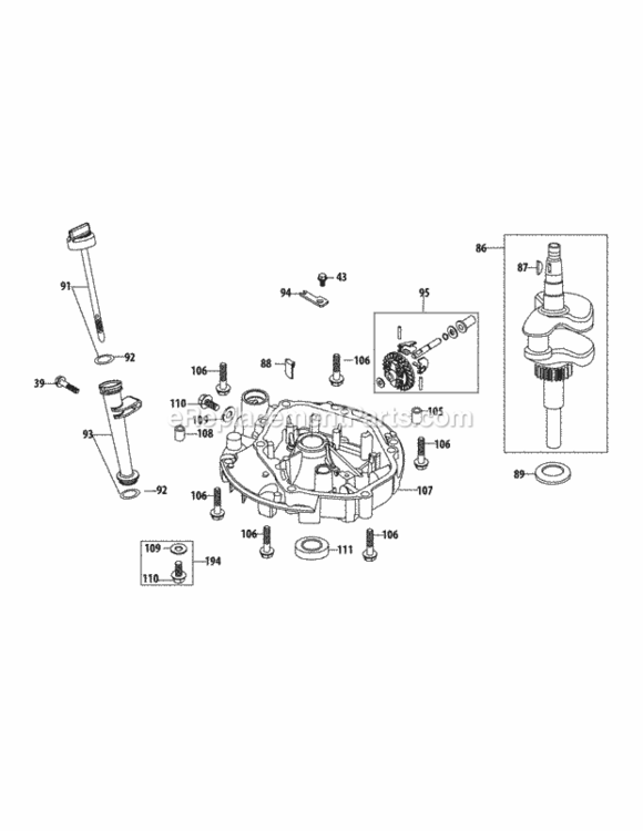5P65Mu_Crankshaft_And_Crankcase_Cover Diagram and Parts List for 5P65MU  MTD Engine