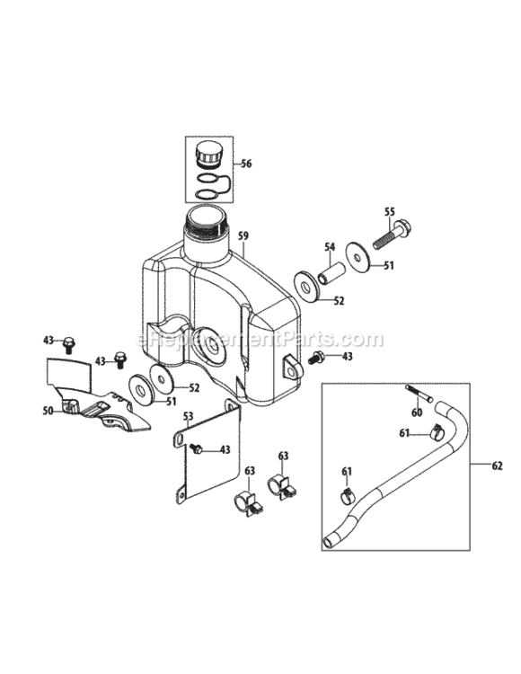 5P65Mu_Fuel_Tank_And_Mounting Diagram and Parts List for 5P65MU  MTD Engine
