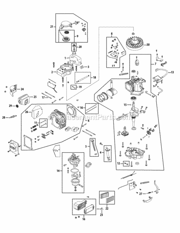 Engine_Assembly_5P70M0A Diagram and Parts List for 5P70M0A  MTD Engine