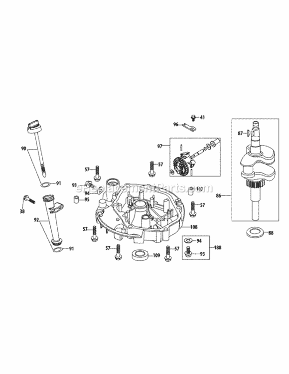 5P70M0C_Crankshaft_And_Crankcase_Cover Diagram and Parts List for 5P70M0C  MTD Engine