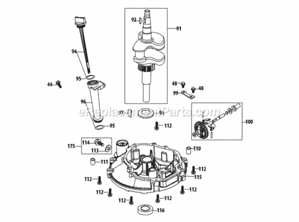 5_X_65Ru_Crankshaft_And_Crankcase_Cover Diagram and Parts List for 5X65RU  MTD Engine