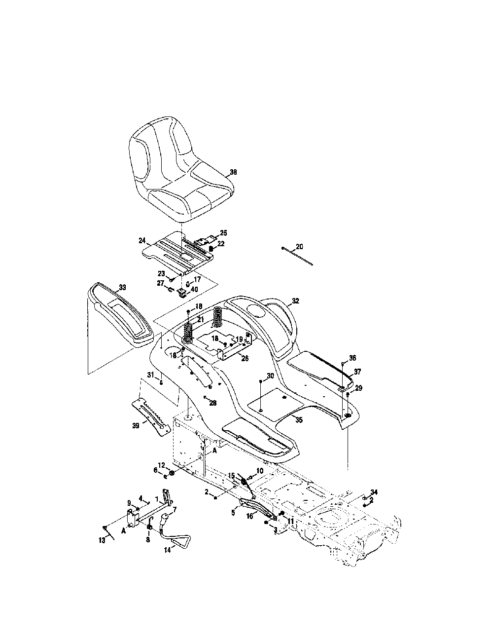 Seat/fender Diagram and Parts List for 13AR91PS299  MTD Lawn Tractor
