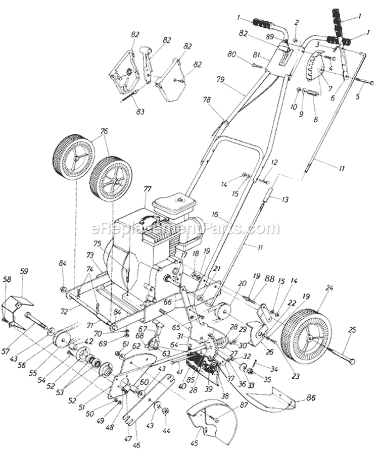 Page A Diagram and Parts List for 604-073 1987 MTD Edger