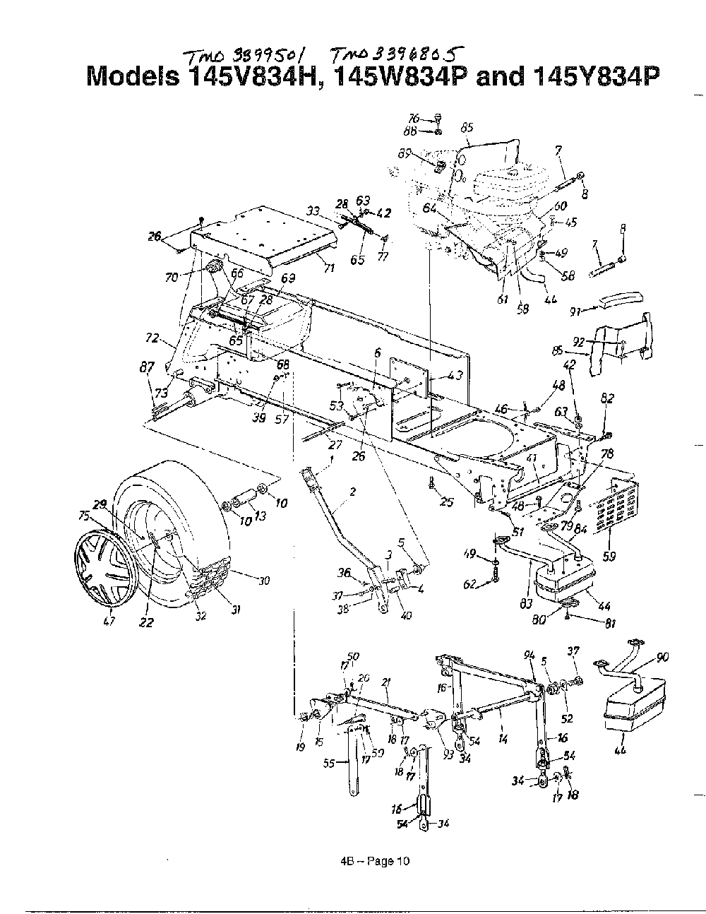 Garden tractors Diagram and Parts List for 145V834H401  MTD Lawn Tractor