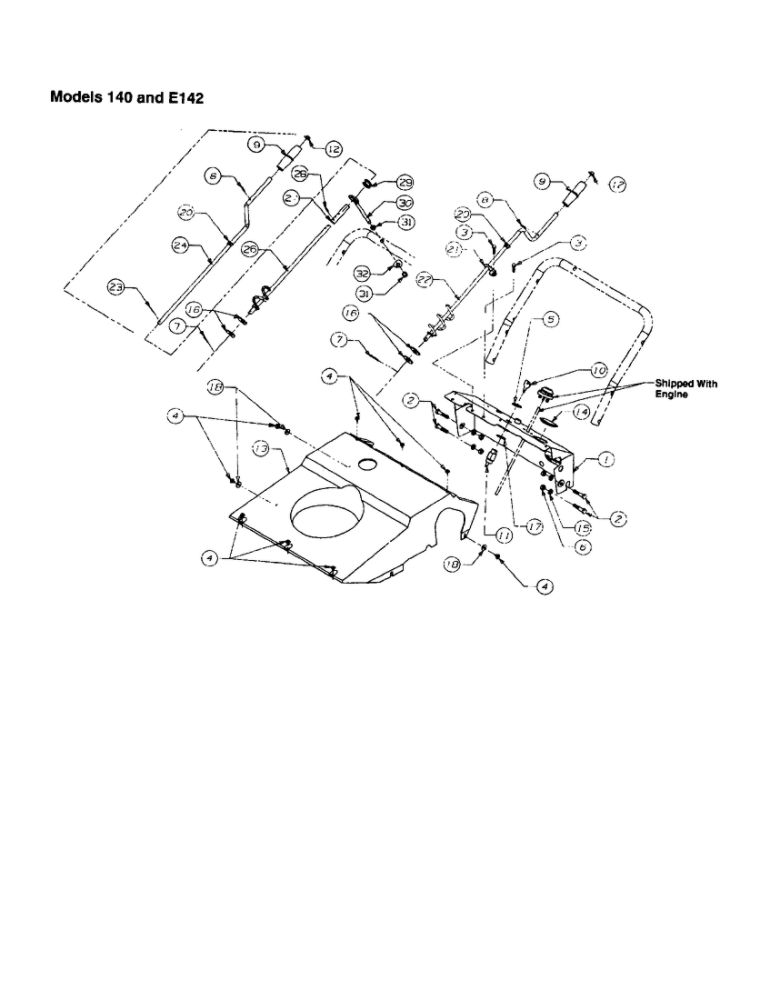 Crank Assembly Chute Diagram and Parts List for 142  MTD Snow Blower