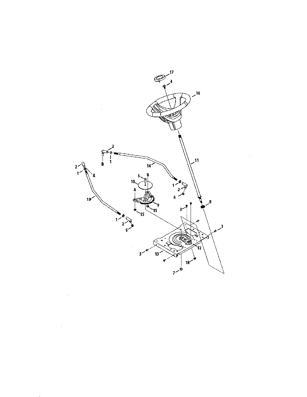 Steering Diagram and Parts List for 13AAA1ZW099  MTD Lawn Tractor