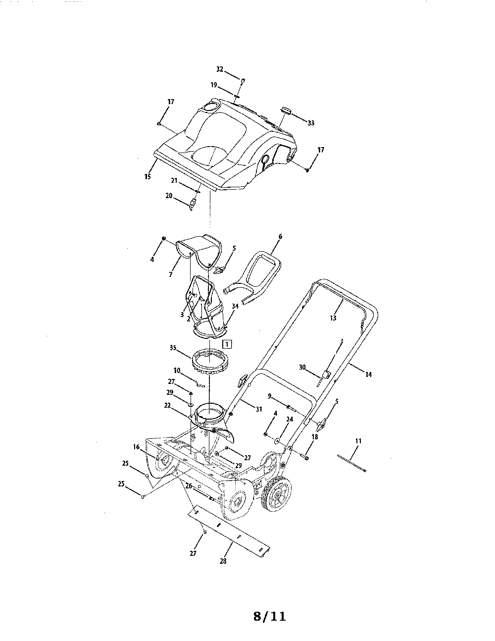 Chute & handle Diagram and Parts List for 31A-240-731  MTD Snow Blower