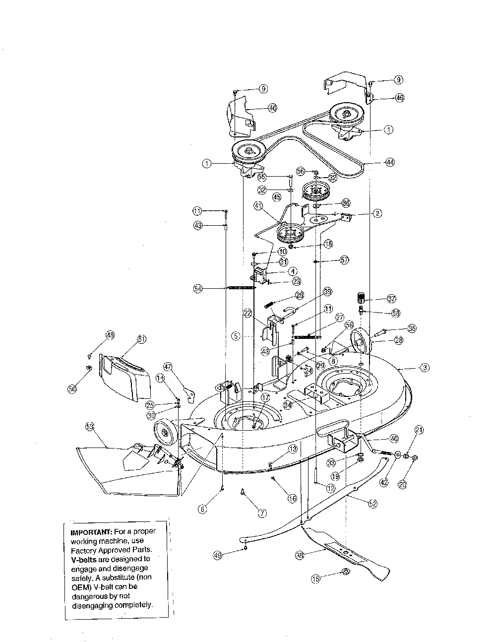 42" deck Diagram and Parts List for 13AL606G730  MTD Lawn Tractor