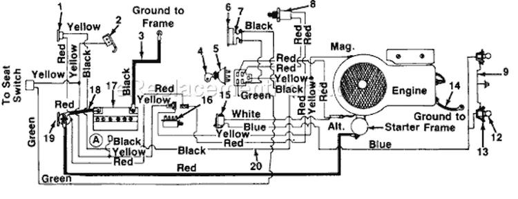 Page A Diagram and Parts List for 643-033 1987 MTD Lawn Tractor