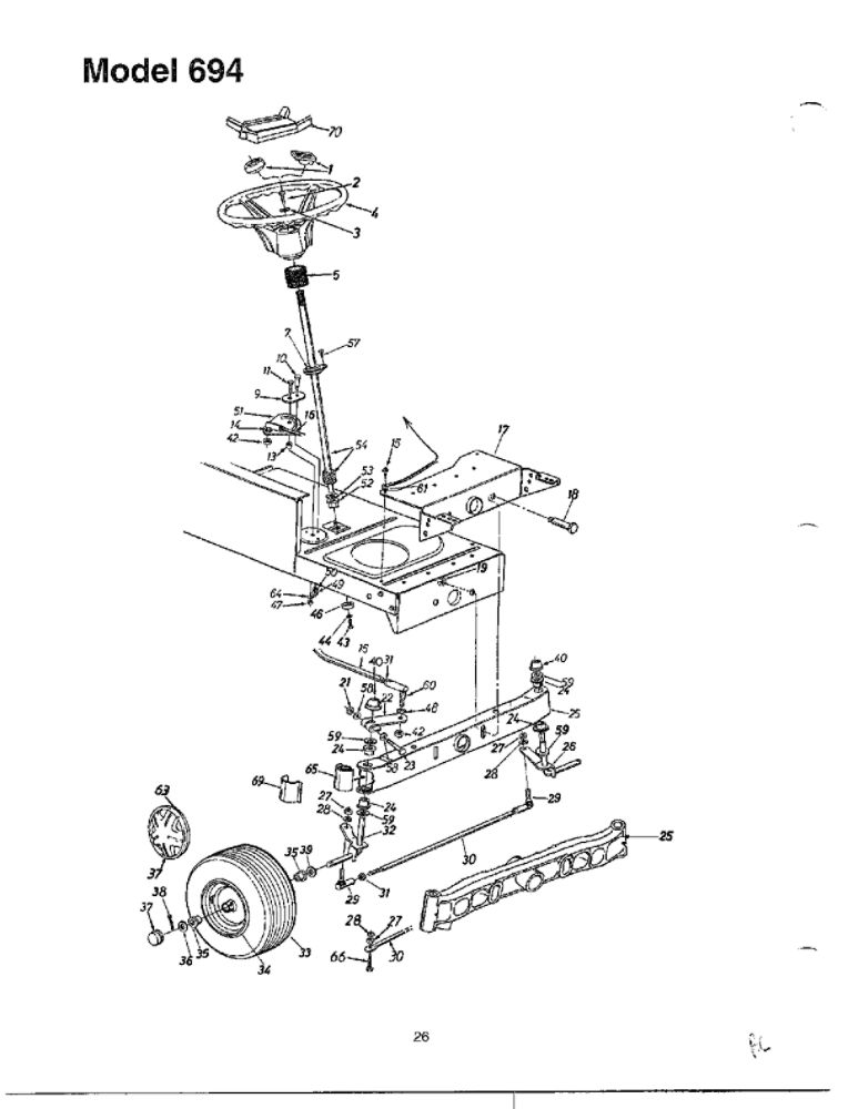 Lawn Tractor 1 Diagram and Parts List for 694  MTD Lawn Tractor