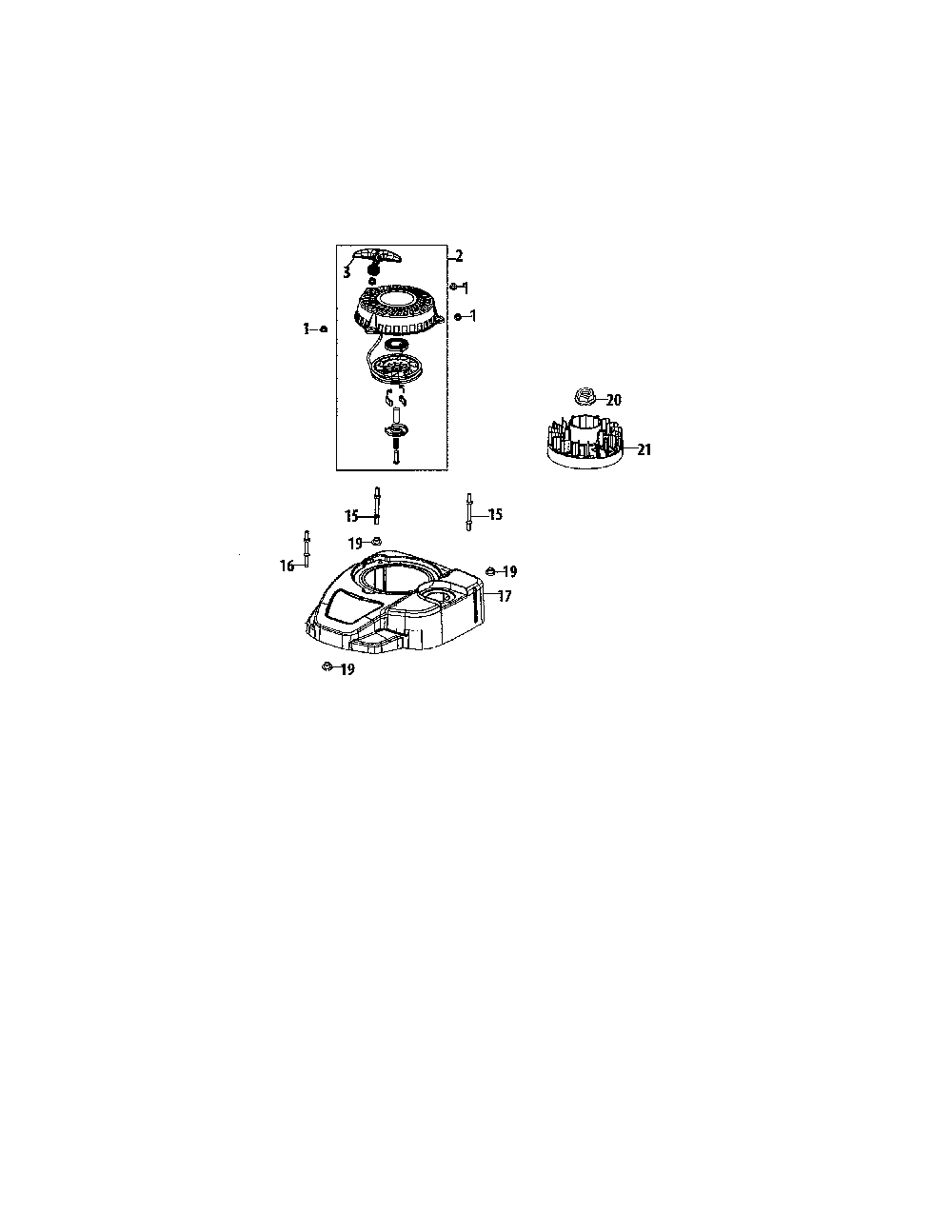 Flywheel & shroud Diagram and Parts List for 25B-55J1799  MTD Edger