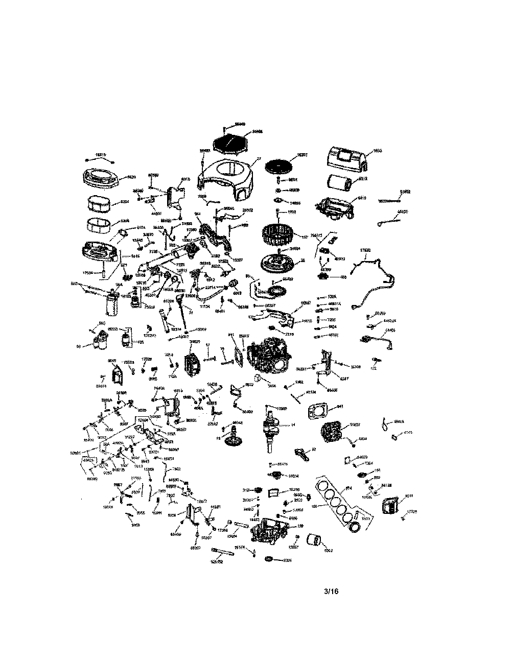 Engine Diagram and Parts List for 1417A3ZW099  MTD Lawn Tractor
