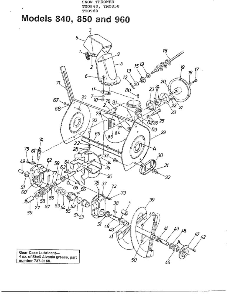 Snow Thrower 3 Diagram and Parts List for 850  MTD Snow Blower
