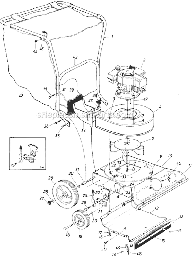 Page A Diagram and Parts List for 660-122 1985 MTD Chipper Shredder