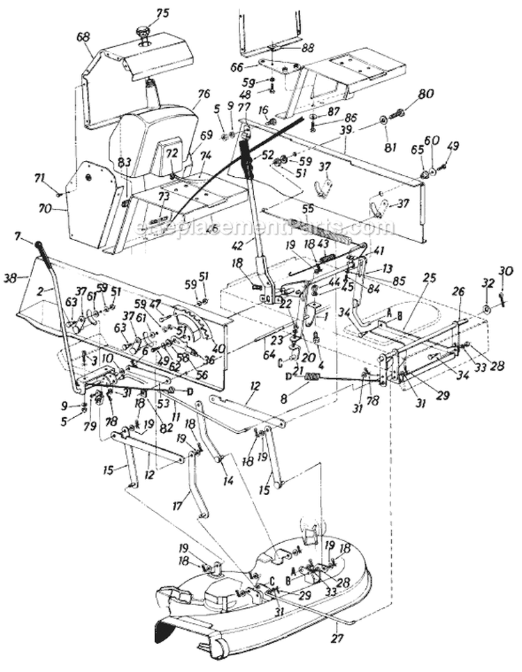 Page D Diagram and Parts List for 682 1987 MTD Lawn Tractor