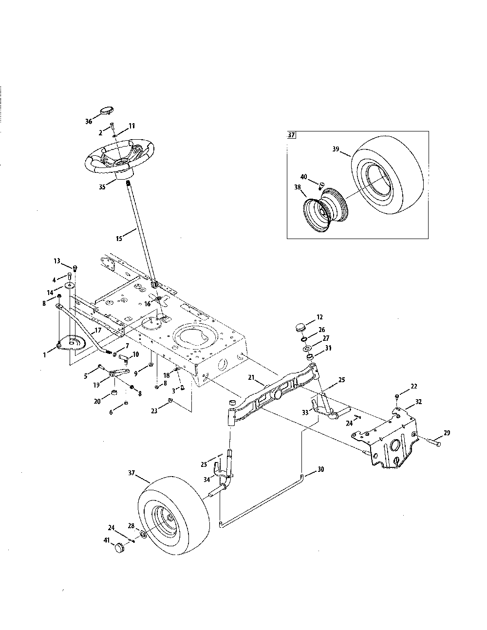 Steering/wheel Diagram and Parts List for 13AL78ST099  MTD Lawn Tractor