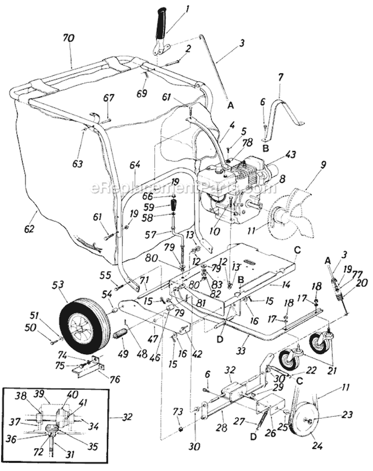 Page A Diagram and Parts List for 689 1988 MTD Chipper Shredder