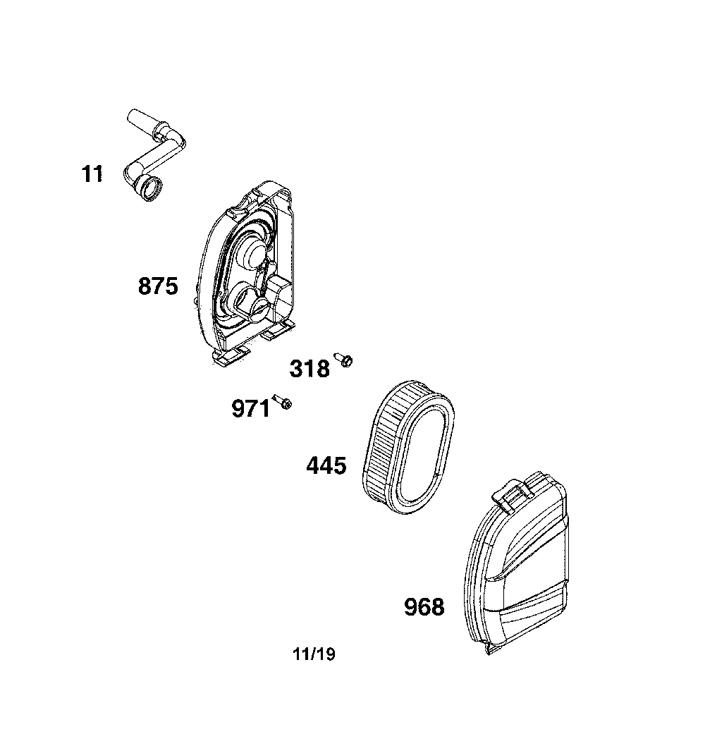 Air cleaner Diagram and Parts List for 12AVB2R3791  MTD Lawn Mower