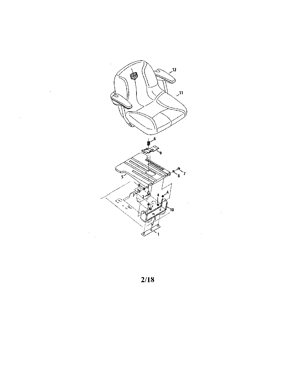 Seat Diagram and Parts List for 14B7A3ZQ099  MTD Lawn Tractor