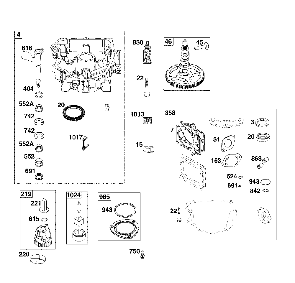 Crankcase cover/sump Diagram and Parts List for 17ADFACT093  MTD Lawn Mower
