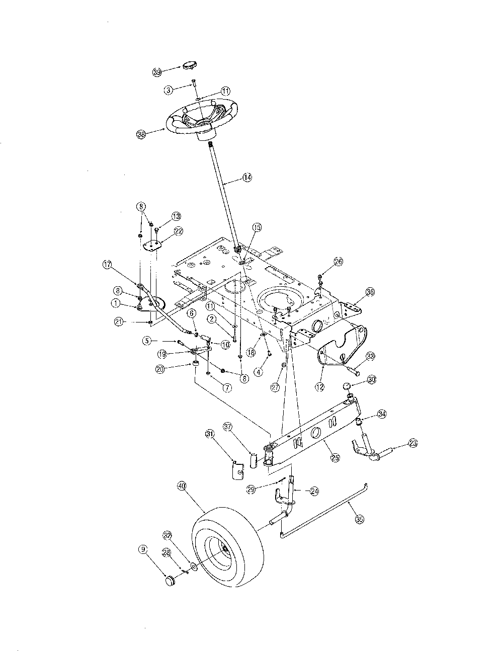 Steering Diagram and Parts List for 13AJ791G731  MTD Lawn Tractor