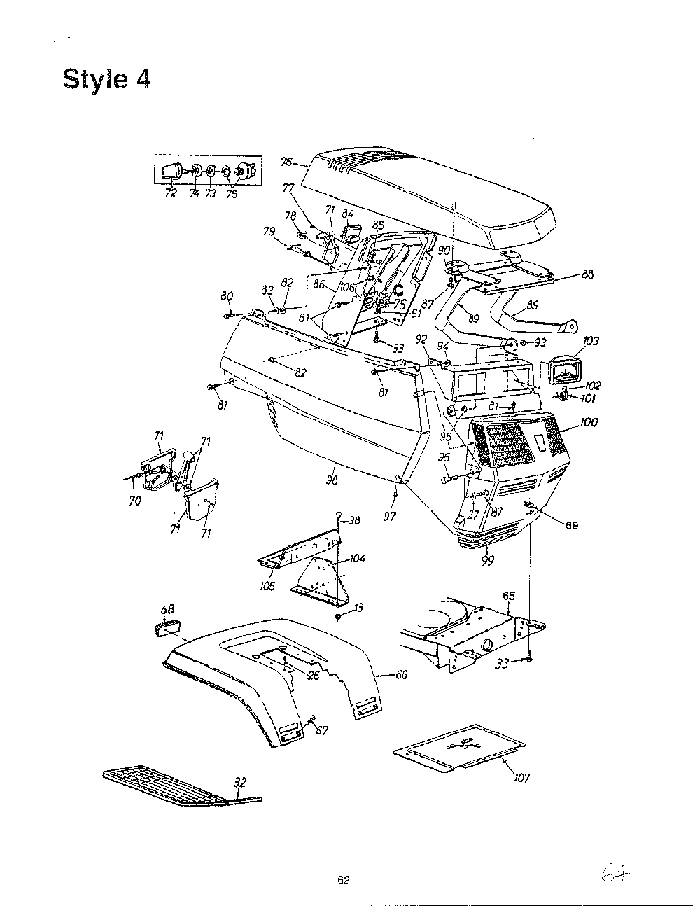 Lawn mower/style 4 Diagram and Parts List for SKU3105205  MTD Lawn Mower