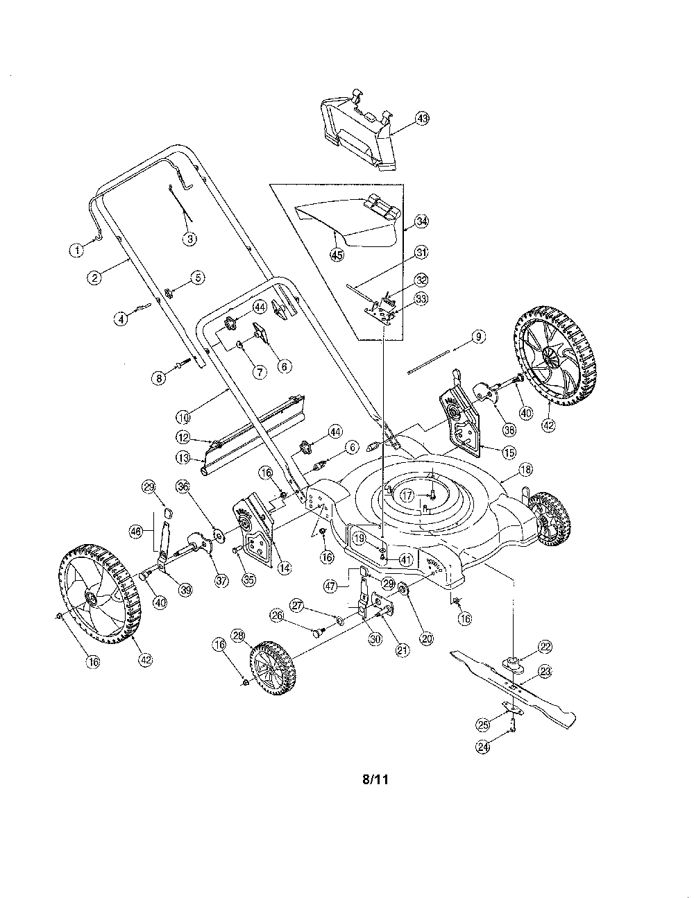 Lawn mower Diagram and Parts List for 11A-503A800  MTD Lawn Mower