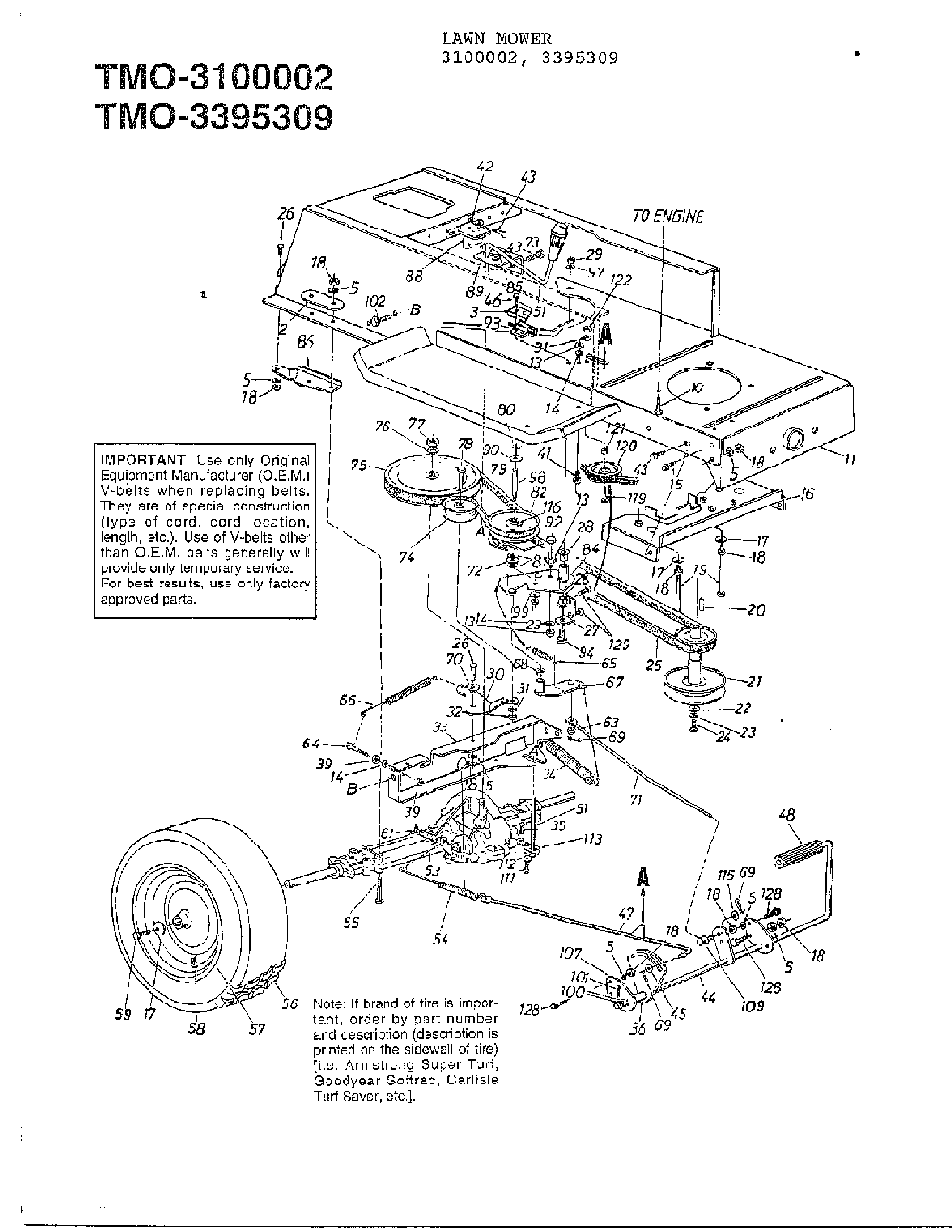 16/18hp 42" lawn tractors page 3 Diagram and Parts List for 3395309  MTD Lawn Tractor