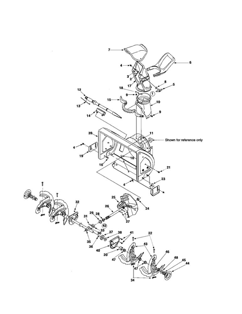 Auger Housing/Chute/Impeller Diagram and Parts List for 31A-3BAD762  MTD Snow Blower