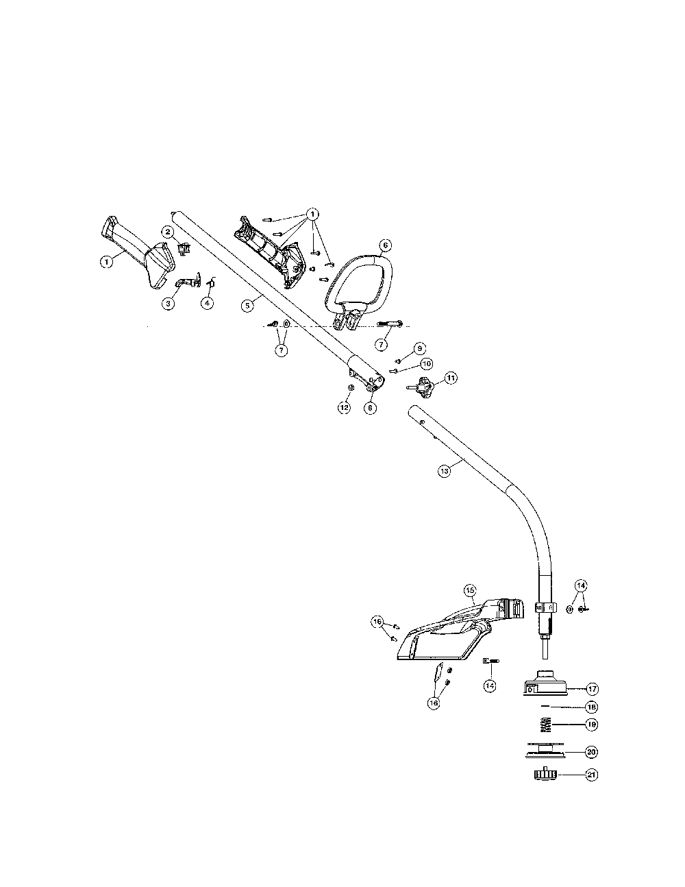 Driveshaft/handle/shield Diagram and Parts List for 41ADZ22C766  MTD Trimmer