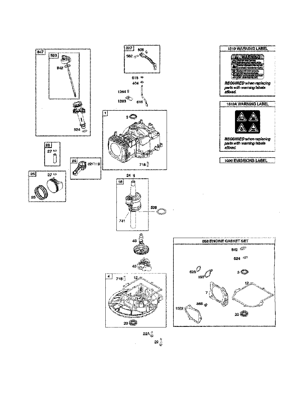 Cylinder/crankshaft/sump Diagram and Parts List for 11B-B28S799  MTD Lawn Mower