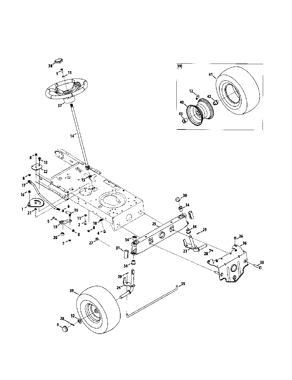 Steering Diagram and Parts List for 13AL78SS299  MTD Lawn Tractor