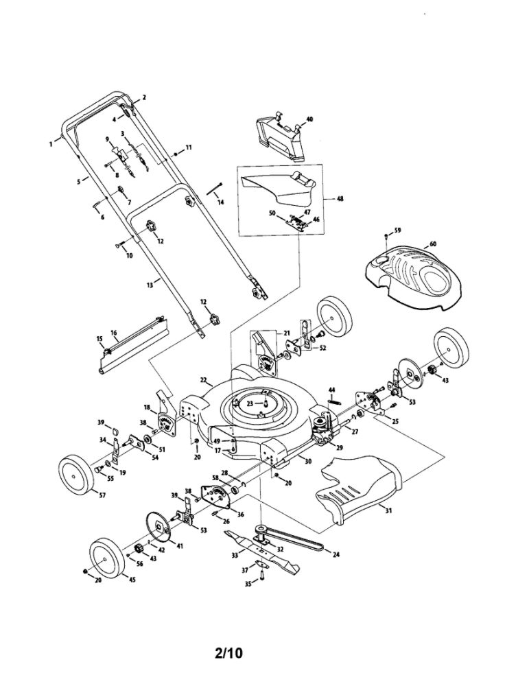 Lawn Mower Diagram and Parts List for 26M  MTD Lawn Mower