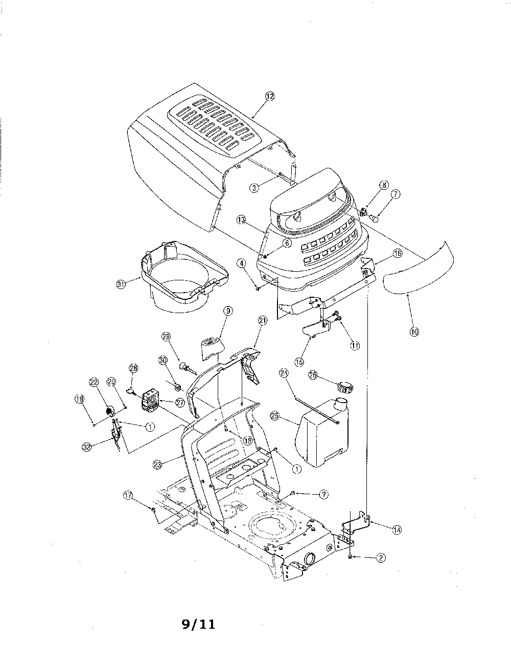 Bumper & hood Diagram and Parts List for 13AN771G731  MTD Lawn Tractor