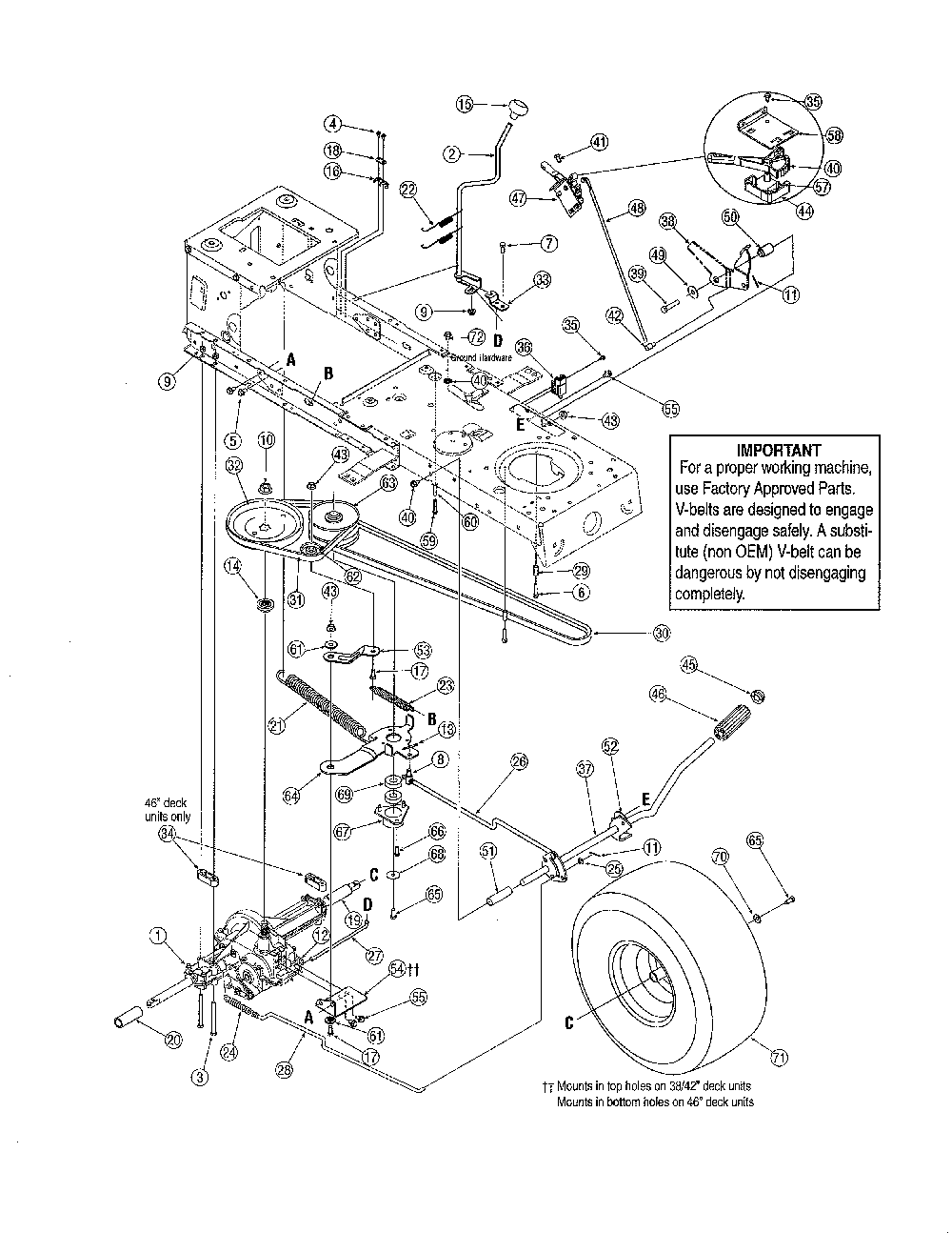 Transmission Diagram and Parts List for 13RN771H729  MTD Lawn Tractor