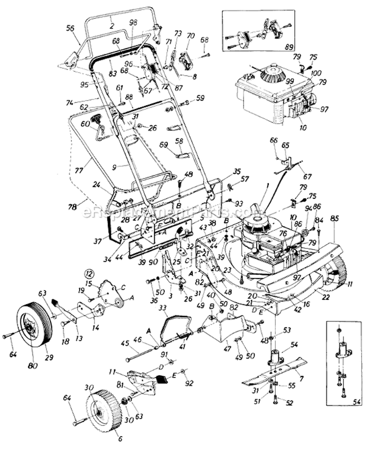 Page B Diagram and Parts List for 126-322-000 1986 MTD Lawn Mower